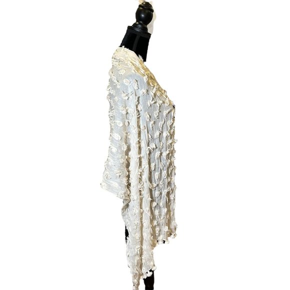 Unbranded Scarf Shawl Womens Woven Long Rectangle White Lightweight Semi Sheer - Picture 4 of 7